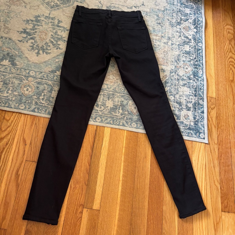 Frame Denim Le Skinny De Jeanne Black Zipper Hem Jeans / Size 27 - Picture 9 of 10